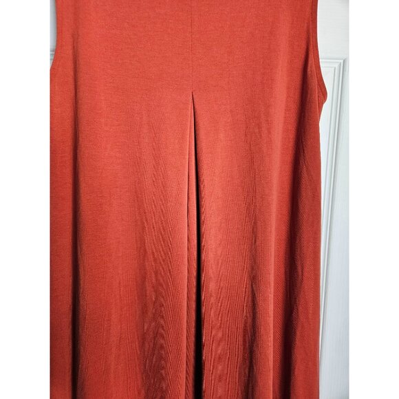 2/$35- Uniqlo Sleeveless Rust Orange A-Line/Swing Dress Women Small Minimalist - Picture 8 of 9